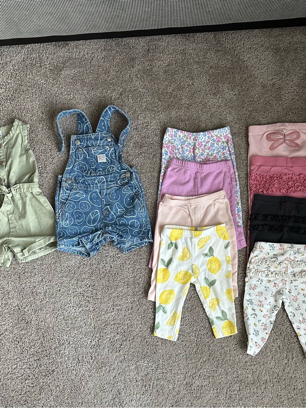 6 MONTHS - Blue Print Denim Baby Overalls - Kids Bottoms
